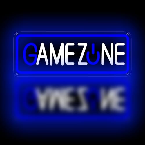 Image of Blue GAME ZONE Neon Sign - LED Gaming Room Decor, Dimmable Arcade Light for Streaming Setup, Man Cave, USB Powered(16.5x6 Inch)