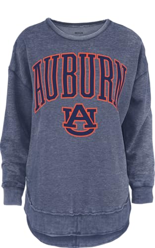 Royce Apparel Womens Long Sleeve Vintage Fleece Top - Rounded Bottom Crew Neck Sweatshirt (Auburn) - X-Large