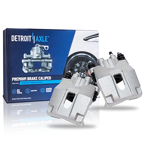 Image of Detroit Axle - Brake Kit for Ford 2004-2008 F-150 2006-2008 Lincoln Mark LT 2005 2007 Front & Rear Drilled & Slotted Brake Rotors Ceramic Brakes Pads Rear Brake Calipers Replacement - 10pc Set