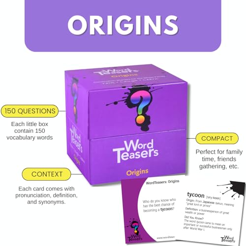 Image of WORD TEASERS Origins - Vocabulary Game for Kids 10+ - Fun Family Conversation Starters - Literacy Game & Vocabulary Builder for Middle School - 150 Flash Cards