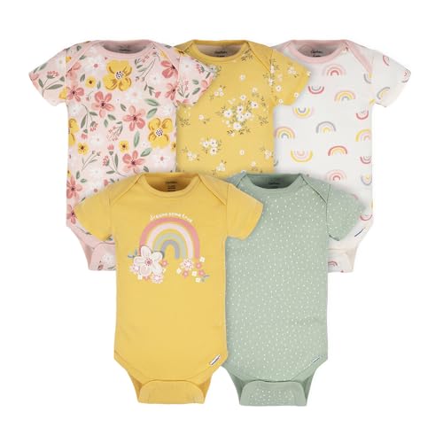 Image of Gerber Unisex Baby 5-Pack Short Sleeve Variety Onesies Bodysuits