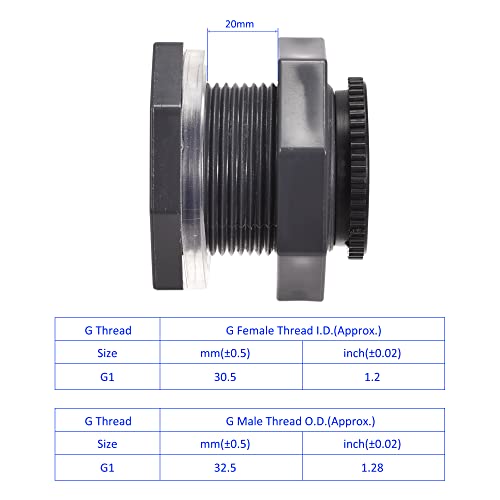 M METERXITY 1 Set PVC Bulkhead Fitting, Threaded Bulkhead Water Tank Connector, with Plug Fitting, Apply to Aquariums - Image 4