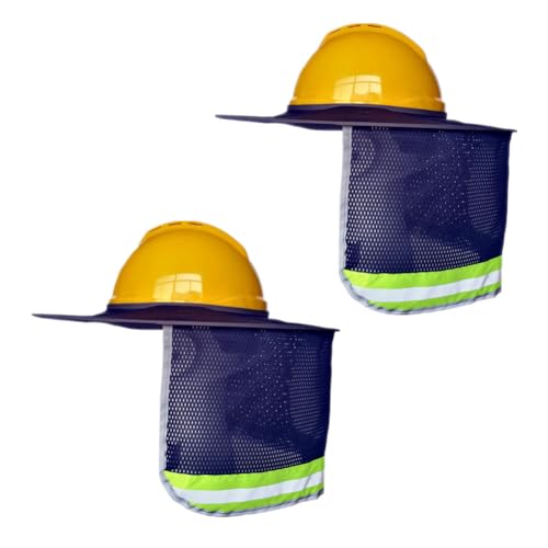 Image of XIAKE Hard Hat Sun Shade Full Brim Mesh Neck Sun Shield with Reflective Strips Neck Sunshade Cover (2 Packs Navy)