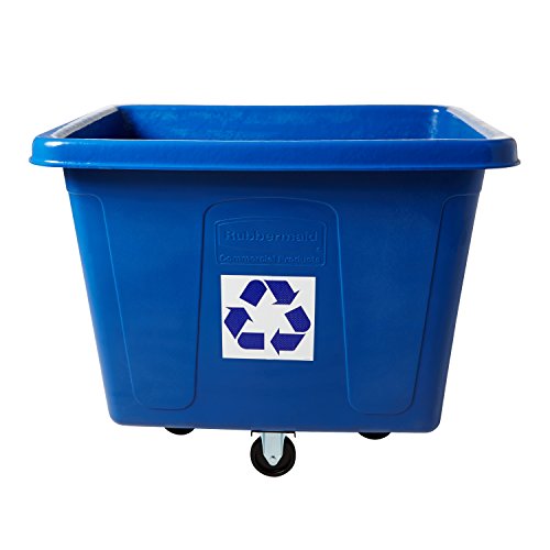 Image of Rubbermaid Commercial 461673BE Recycling Cube Truck, Rectangular, Polyethylene, 500lb Cap, Blue
