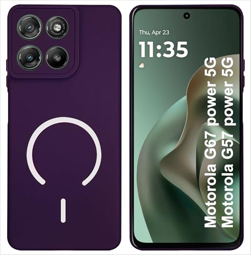 Image of SBMS Silicone Back Cover for Motorola G67 power / G57 Power | Soft Micro-Fibre Lining Inside | Magsafe Print On Back Side Camera Protection Bump | Shockproof Case G67power (Magsafe Print Small Purple)