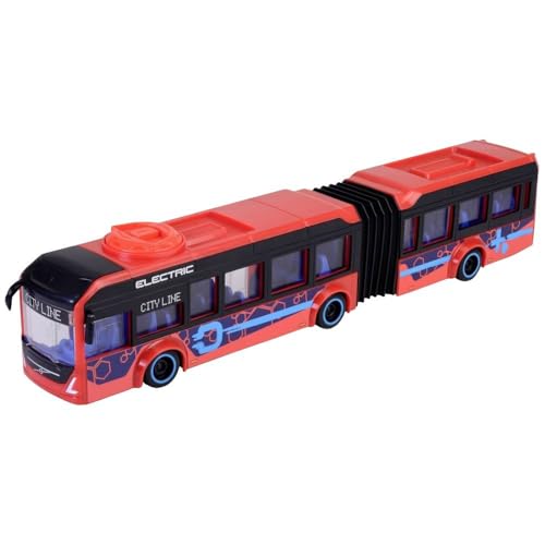 Dickie Toys Volvo City Bus Spielzeug (40 cm) - Lenkbarer Stadtbus (rot) mit Knickgelenk, Freilauf & öffnenden Türen - Spielzeugautos ab 3 Jahre für Kinder, Lizenziertes Bus Spielzeug - 203747015
