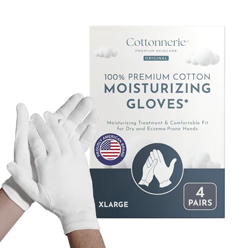4 Pairs Cottonnerie Original Cotton Gloves for Dry...
