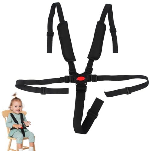 JWTRSVTY 5 Puntos Cinturón Seguridad, Cinturones Seguridad Bebés con Hombreras, Universal Arnes Seguridad Silla Niño, Arnés Para Silla Alta, Arnés Ajustable Niños para Tronas, Cochecitos, Sillas Paseo