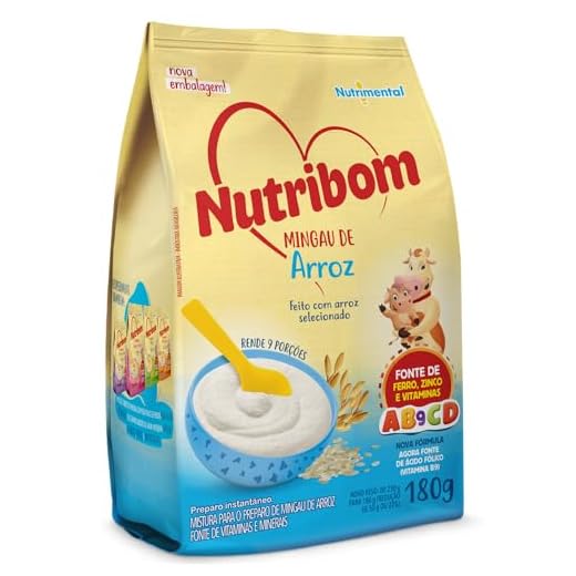 Mingau Nutribom Arroz 180g - Feito Com Arroz Selecionado, Fonte de Ferro, Zinco e Vitaminas