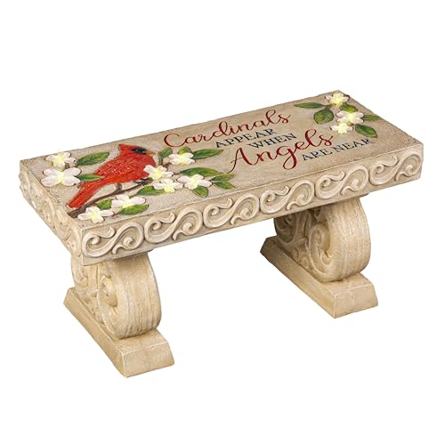 Evergreen Garden LED Garden Memorial Bench for Outdoor | Garden Stones in Memory of Loved Ones Lost | Pets Cat Dog Memorial Stone Plaque Statuary (Cardinals)