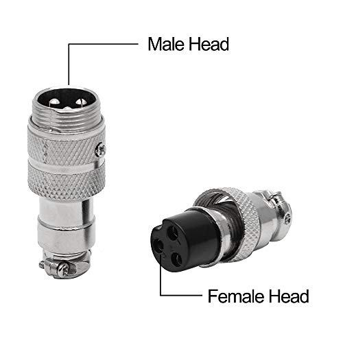 Conector de aviación GX16-3P metálico 3 pines impermeable miniatura 6