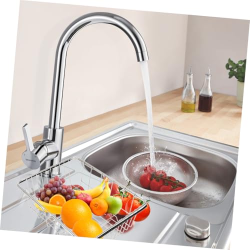 Escurridor de fregadero de acero inoxidable con función de drenaje, resistente al óxido, ahorra espacio para cocina, vajilla multifuncional, accesorio de cocina, limpiador para fregadero y encimera