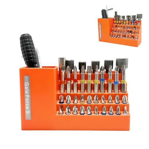 Gale Force S 50-Slot drill bit Organizer Ideal for Garage and Workshop - Holds Impact and 1/4 Hex Bit Hex Keys and other tools. Wall and Workbench Mountable.