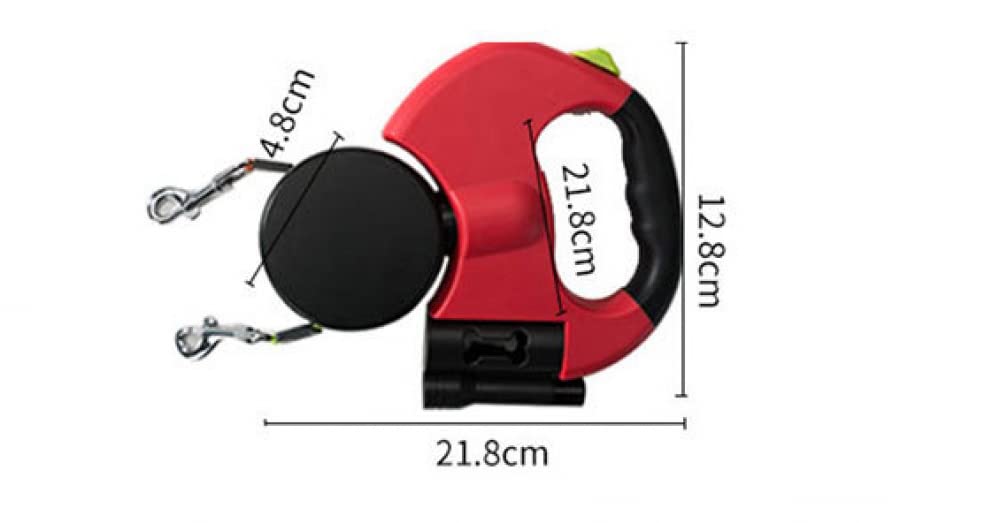 Doppio guinzaglio retrattile per cani - Guinzaglio per animali domestici allungabile a doppia testa per impieghi gravosi da 10 piedi con torcia a LED, borse per cacca, corda elastica riflettente - Sen