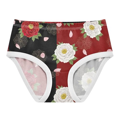 White Floral Black Red Flowers Panties Little Girl Girls Underwear Toddler Cotton Designer Kids Briefs Undies 2t