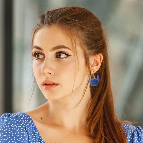 Pom Pom Earrings for Women Cute Paws Fluffy Fur Ball Earring Long-eared Pom Earrings Christmas Friendship Jewelry4