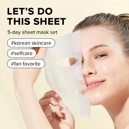 I DEW CARE Glass Skin Face Mask Variety Pack - Let's Do This Sheet | For Perfect Care Routine, Korean Face Masks Skincare, Olive Extract, Chamomile, Vitamin B3, Moisturizing, 5 Count - Image 3