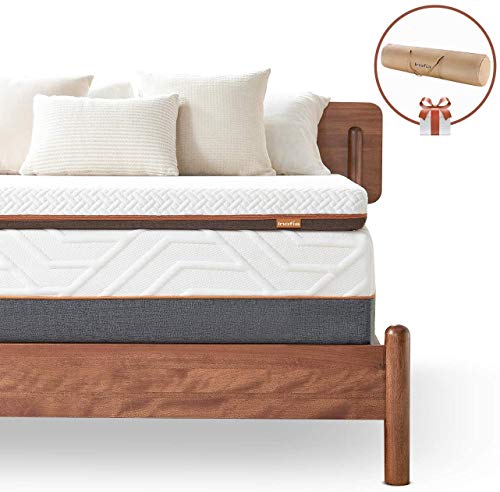 Inofia Topper 180x200 Matratzenauflage Matratzentopper Memory Foam Topper Visco, 2cm Naturbrown Airyfoam+4m Biogrey Reliefoam, 100 N?chte Probeschlafen,10 Jahre Garantie(180 x 200 cm)¡­