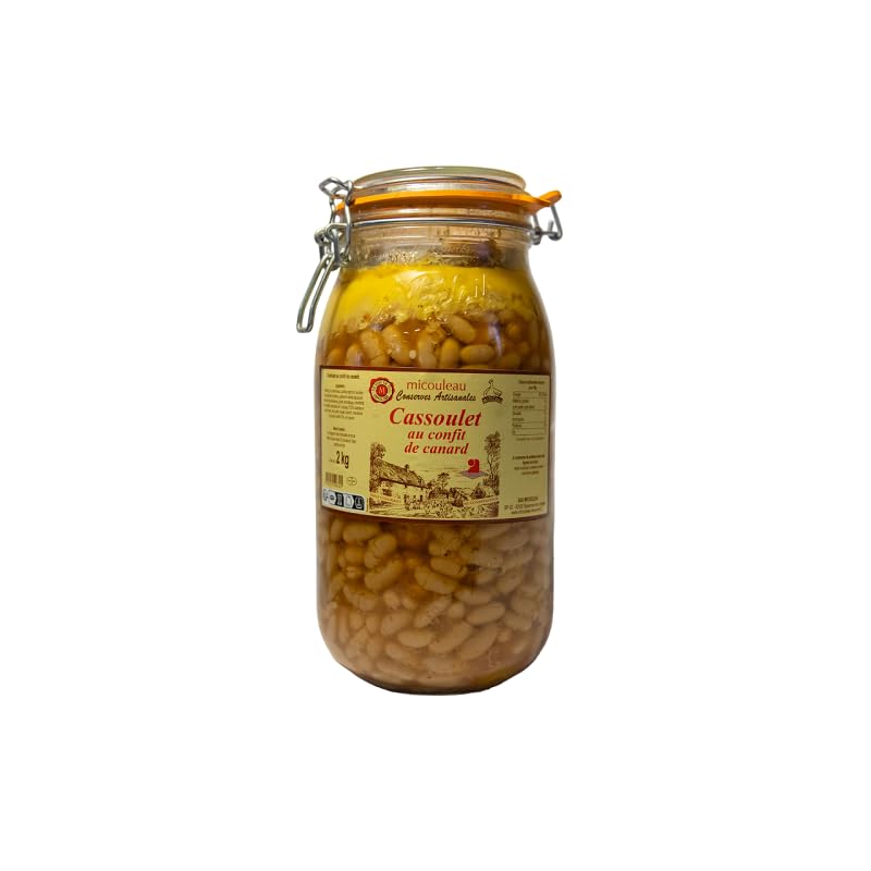 Cassoulet au Confit de Canard - Plat Préparé en Bocal de 2000g - Maison Micouleau - produit du sud ouest - plat cuisiné - à offrir - 4 personnes