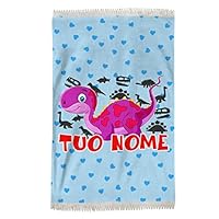 Overthetee Plaid Invernale Bambini - Coperta Morbida Dinosauro - Copertina Neonato Personalizzabile