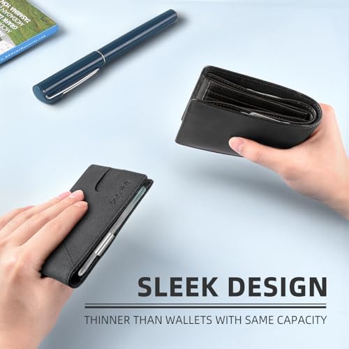 Image of Zitahli Slim Wallet for Men,RFID Blocking Leather Bifold with Money Clip | Minimalist Front Pocket Design, Holds 12 Cards, RFID Protection, Gifts for Men on Birthdays, Father's Day, and Christmas