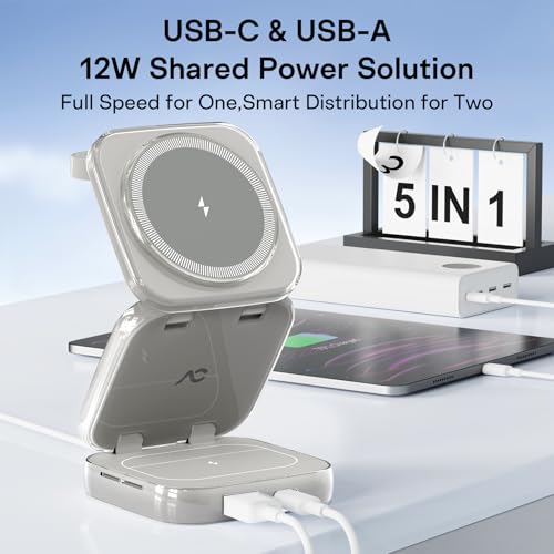 Image of 5-in-1 Wireless Charger for MagSafe, AC ISLAND Portable Travel Charging Station, 35W Max Qi2 Fast Foldable Magnetic Stand, Evolved for iPhone 17-1 Series, Apple Watch, AirPods (with 35W Adapter)