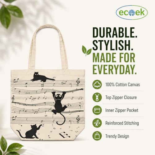 Image of Canvas Tote Bag for Women with Zipper