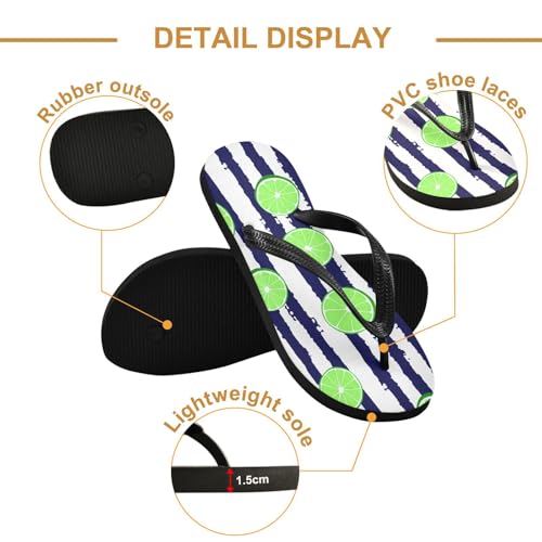 Lime Blue Stripe Flip Flops for Beach Thong Sandals Anti-slip Lightweight Beach Shoes for Summer Outdoor Travel3