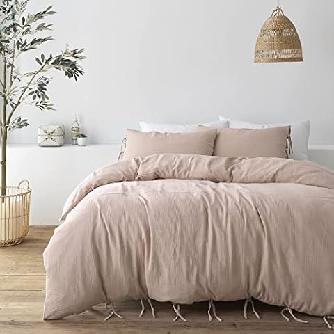 Pineapple Elephant Afra Cotton Muslin King Duvet Set Blush Cover