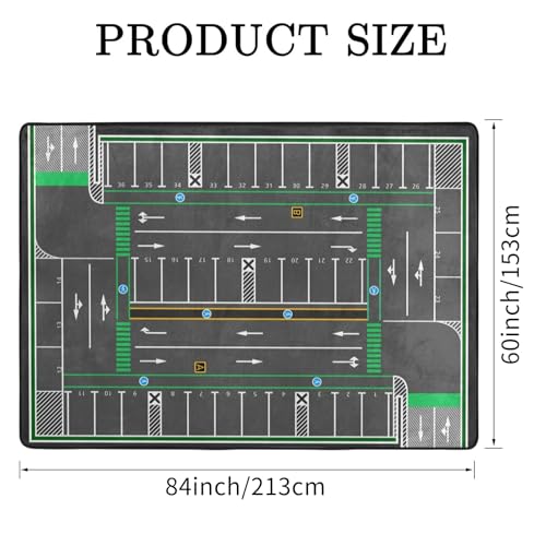 Kids Rug, City Road Traffic System Playmat Rugs - 5x7 Ft Kids Carpet with Rubber Backing,Street Play Mat Great for Playing with Cars for Bedroom Playroom - Non-Slip Have Fun Safe Nursery Rug