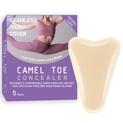 Ehvzno 5 Pack Camel Toe Concealer - Anti Camel Toe Cover Silicone Insert and Reusable Seamless Hider for Underwear, Leggings and Swimwear