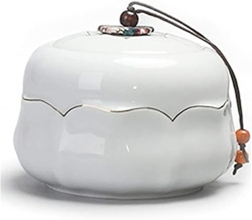 Cremation Urn ミニ骨壷 骨壷 火葬骨壷 葬儀壺 記念壷 和風レトロ密閉瓶 手作りのセラミック防湿密封瓶 骨壺カバー 埋葬骨壺 骨覆い 袋 納骨袋 仏壇 仏壇用品 ミニ仏壇 仏具用品 (Color : White)