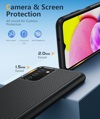 BNIUT for Samsung Galaxy A03s Case: Dual Layer Shockproof Protective Heavy Duty Cell Phone Cover Rugged with Non Slip Textured Back - Military Protection Bumper Tough - 6.5inch (Black Matte)