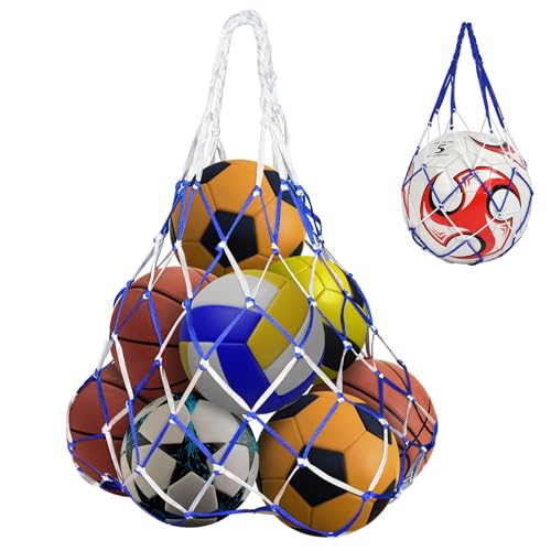 AMFUN Bolsa de Malla Deportiva, Bolsa de Pelotas Portátil, para fútbol, Baloncesto, Tenis, Rugby, Voleibol (Grande + pequeño)