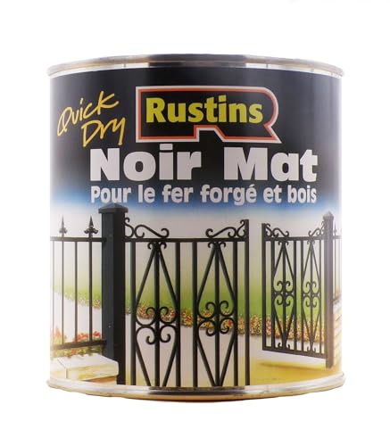 Rustins - acrylique métal noir mat, fer et bois peinture extérieure et intérieure à séchage rapide 500ml - 6 à 7m²