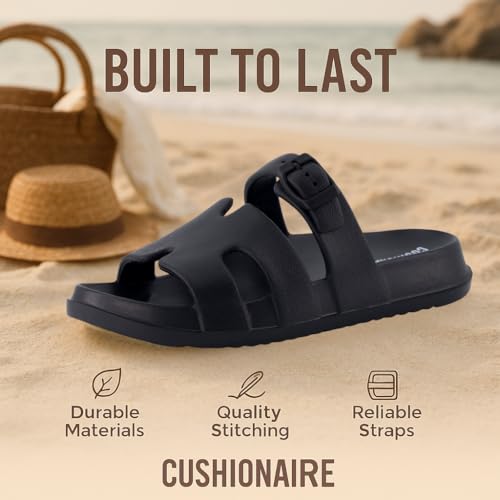 CUSHIONAIRE Orbit Waterproof EVA Womens Sandals -Comfortable Summer Slip On Slides for Women with Adjustable Buckle Strap2