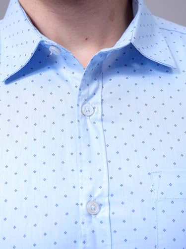 Image of The Indian Garage Co Men Slim Fit Ditsy Printed Full Sleeves Cutaway Collar Formal Shirt