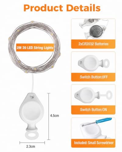 btfarm 6 Stück Lichterkette Batterie, 2M 20 LED Mini Lichterkette Innen – Ansicht 6