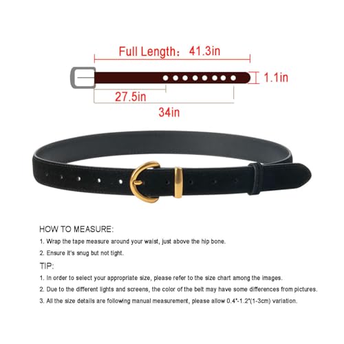 Fashion Women's Suede Belts For Jeans Dresses, 1.1" Ladies Shinny Belt Gold Pin Buckle Designer Belt For Pants3