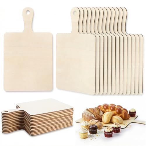 36 Unidades de Tabla de Cortar Artesanal en Madera Sin Acabar con Mango, Tabla Rectangular Miniatura de 24 x 14 x 0.3 cm para Manualidades, Decoración de Cocina y Proyectos DIY miniatura 1