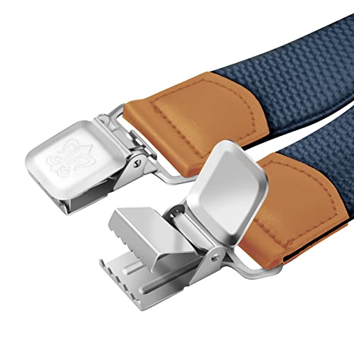 Dresime Suspender Mens Braces for Trousers with 4 Strong Clips 40mm Width, X Shape Heavy Duty Suspenders Adjustable Elastic for Overalls Jeans, Work Pants, Jumpsuits, Motorcycle Pants, etc.