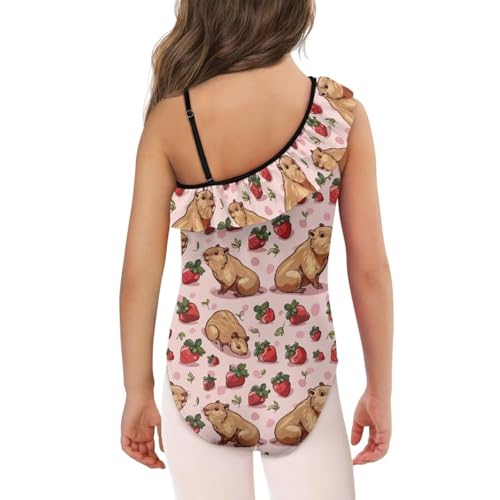 Image of Xpyiqun Swimsuits for Girls 3-14 1-Shoulder Ruffle Bathing Suit One Piece Adjustable Halter Swimming Wear