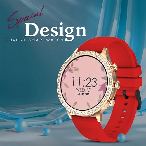 Image of GameSir GenDiva Smartwatch for Women with Bluetooth Calling, 1.69 inch AMOLED Display, 100+ Sports Modes, Health & Sleep Monitor, Voice Assistant, IP68 Waterproof, Long Battery Life, (Red)