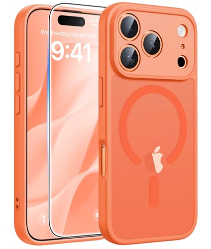 Image of FNTCASE for iPhone 17 Pro Case: [Compatible with Magsafe] Translucent Matte Cases with [Full Camera Protection] [Screen Protector] Military Grade Shockproof Protective Phone Cover - Orange