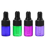 Furnido 15pcs 2ml Mini Empty Colorful Essential Oil Glass Dropper bottle Reusable Bottles Vial Nasal Oil dropper refillable Mixed Color bottle with Plastic Screw Mouth lid&rubber Bulb (Black Cap)