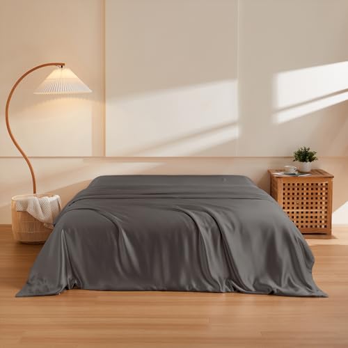 THXSILK 6A+ Grade 1 Pcs Silk Charcoal Duvet Quilt Cover, 100% Top Grade Mulberry Silk Upscale Series Luxury Breathable Bedding Duvet Comforter Cover with Zipper, No Quilt/Comforter, King