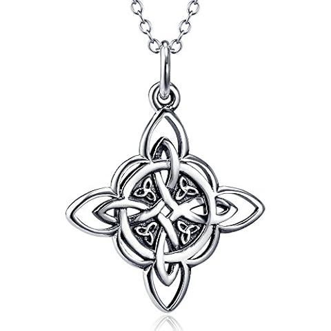 LDAOS Celtic Knot Pendant Necklace For Women, Stainless steel Good Luck Trinity Knot Necklace, 25'' Rolo Chain Cover