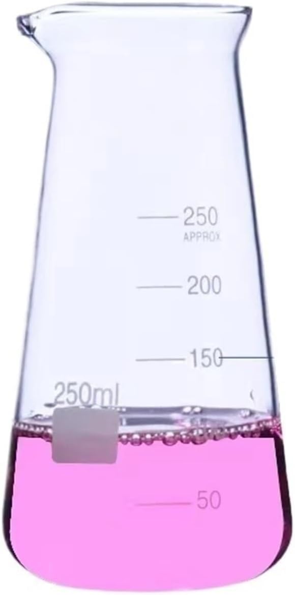 Botellas de vidrio científico, Matraz de vidrio borosilicato, vaso de precipitados cónico triangular de vidrio de 125, 250 y 500 ml con escala.(1 set for all 3pcs)