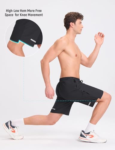 baleaf Men's Athletic Running Shorts 9 Inch Quick Dry Workout Zipper Pocket for Gym Basketball3