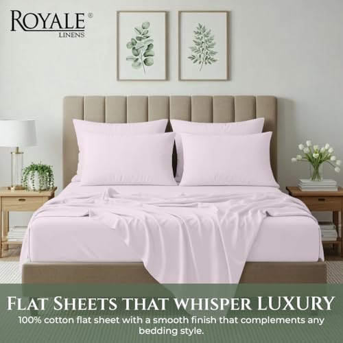 Image of Royale Linens 100% Organic Cotton King Size Flat Sheet Only - Percale Top Sheets - King Flat Sheet Sold Separately - Lightweight & Soft 100% Cotton Lavender Bed Sheets Only (105 inch x 102 inch, Lavender)